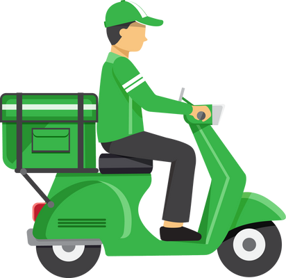 Delivery Man Riding a Motor Scooter